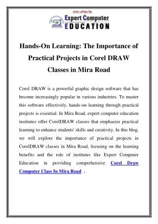 Corel Draw Computer Class In Mira Road Call-9619990689