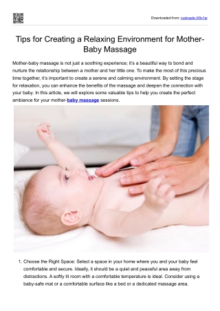 Tips for Creating a Relaxing Environment for Mother-Baby Massage