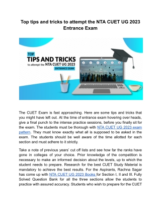 Top tips and tricks to attempt the NTA CUET UG 2023 Entrance Exam