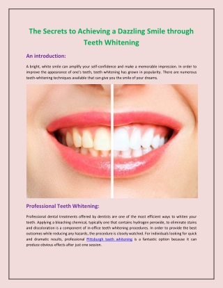 The Secrets to Achieving a Dazzling Smile through Teeth Whitening