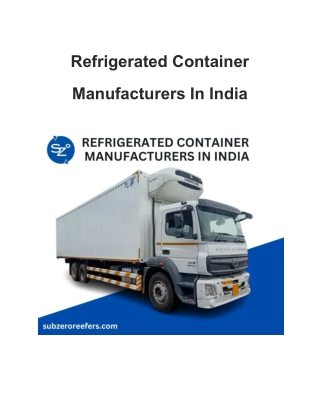 Refrigerated Container Manufacturers In India