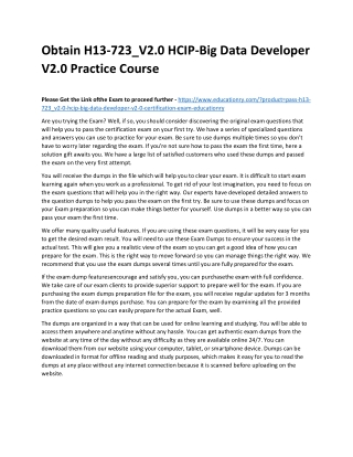 H13-723_V2.0 HCIP-Big Data Developer V2.0