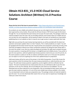 H13-831_V1.0 HCIE-Cloud Service Solutions Architect (Written) V1.0