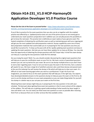 H14-231_V1.0 HCIP-HarmonyOS Application Developer V1.0