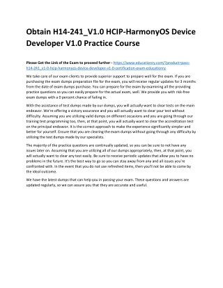 H14-241_V1.0 HCIP-HarmonyOS Device Developer V1.0