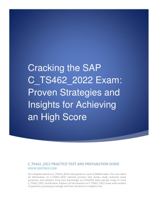 SAP C_TS462_2022 Exam: Proven Strategies & Insights for Achieving an High Score