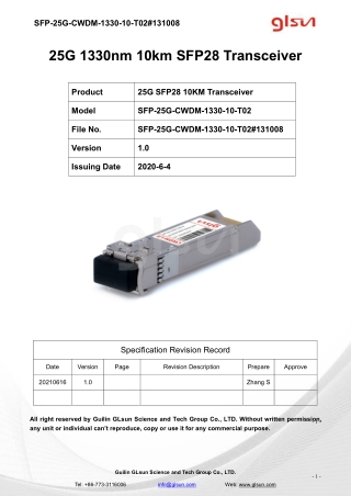 25G 1330nm 10km SFP28 Transceiver