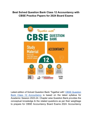 Best CBSE Question Bank Class 12 Accountancy by Rachna Sagar for Session 2023-24