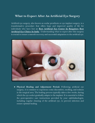 What to Expect After An Artificial Eye Surgery