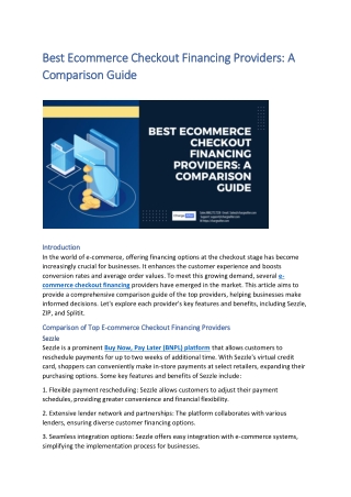 Best Ecommerce Checkout Financing Providers-A Comparison Guide