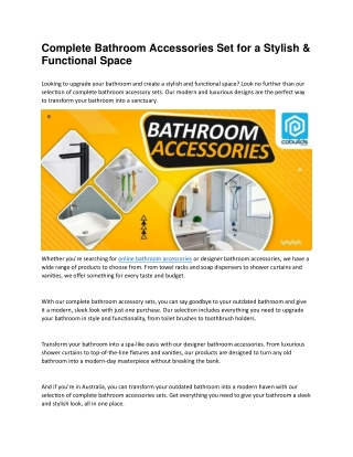 Complete Bathroom Accessories Set for a Stylish & Functional Space