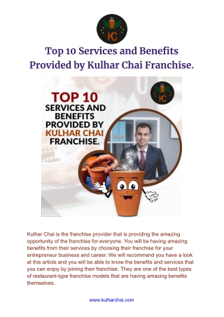 Top 10 Services and Benefits Provided by Kulhar Chai Franchise