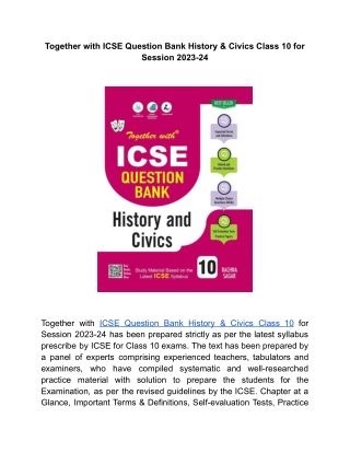 Together with ICSE Class 10 History and Civics Question Bank for 2024 Board Exam