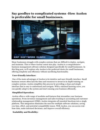 Say goodbye to complicated systems -How Axolon is preferable for small businesses.