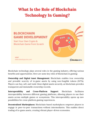 What Is the Role of Blockchain Technology In Gaming?