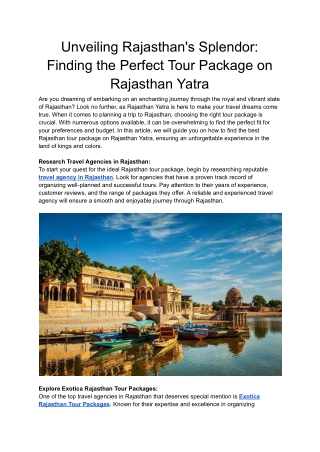 Unveiling Rajasthan's Splendor_ Finding the Perfect Tour Package on Rajasthan Yatra