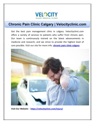 Chronic Pain Clinic Calgary | Velocityclinic.com