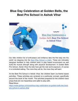 Blue Day Celebration at Golden Bells, the Best Pre School in Ashok Vihar