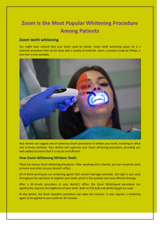 Zoom Is the Most Popular Whitening Procedure Among Patients