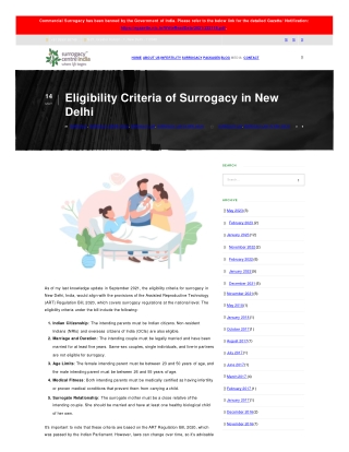 Eligibility Criteria of Surrogacy in New Delhi