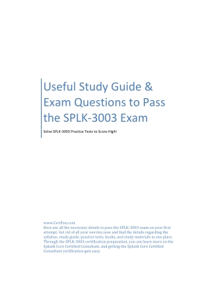 Useful Study Guide & Exam Questions to Pass the SPLK-3003 Exam