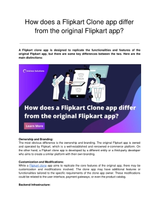 How does a Flipkart Clone app differ from the original Flipkart app_