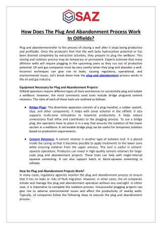 How Does The Plug And Abandonment Process Work In Oilfields