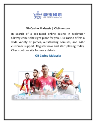 Ob Casino Malaysia | Ob9my.com