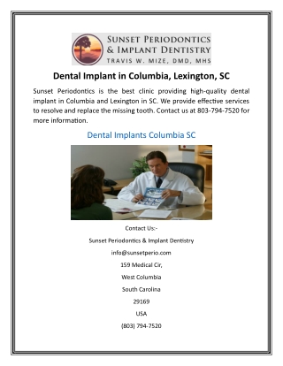 Dental Implant in Columbia, Lexington, SC