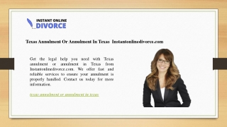 Texas Annulment Or Annulment In Texas  Instantonlinedivorce.com