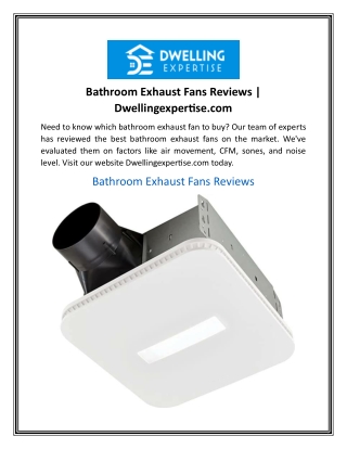 Bathroom Exhaust Fans Reviews  Dwellingexpertise.com