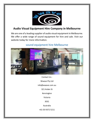 Audio Visual Equipment Hire Company in Melbourne