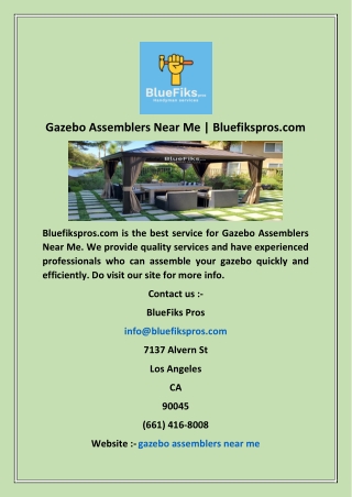 Gazebo Assemblers Near Me  Bluefikspros com