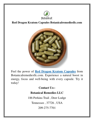 Red Dragon Kratom Capsules Botanicalremediesllc