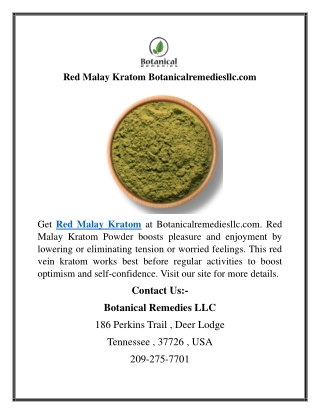 Red Malay Kratom Botanicalremediesllc