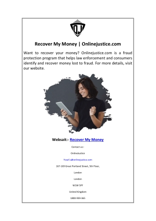 Recover My Money Onlinejustice.com