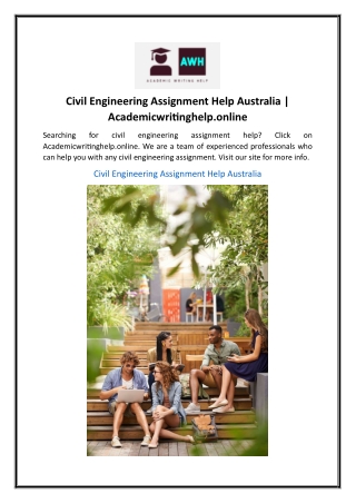 Civil Engineering Assignment Help Australia  Academicwritinghelp.online