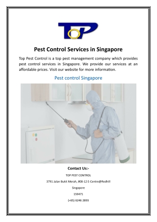 Pest Control Services in Singapore