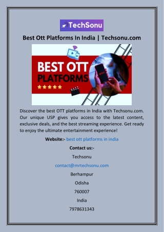 Best Ott Platforms In India  Techsonu