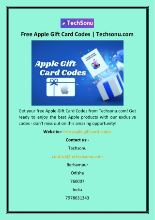 Free Apple Gift Card Codes  Techsonu