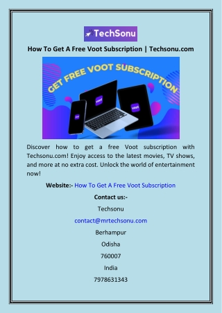 How To Get A Free Voot Subscription  Techsonu