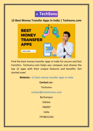 12 Best Money Transfer Apps In India  Techsonu