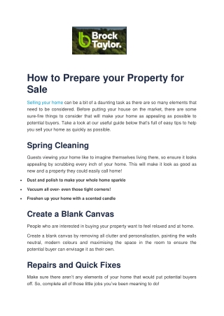 How To Prepare Your Property For Sale Haywards Heath - Brock Taylor