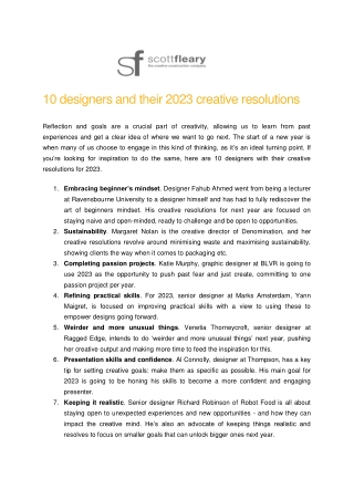 10 designers and their 2023 creative resolutions - Scott Fleary Productions