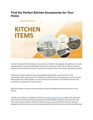 Find the Perfect Kitchen Accessories for Your Home