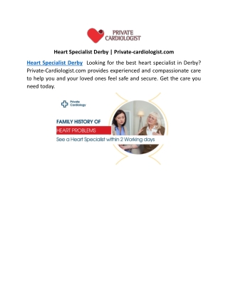 Heart Specialist Derby | Private-cardiologist.com