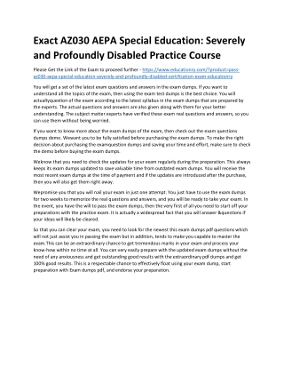 AZ030 AEPA Special Education: Severely and Profoundly Disabled