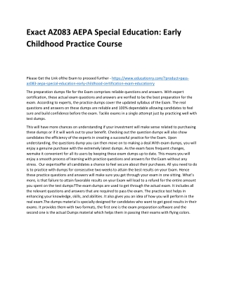 AZ083 AEPA Special Education: Early Childhood