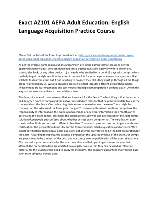 AZ101 AEPA Adult Education: English Language Acquisition