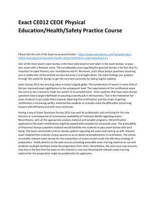 CE012 CEOE Physical Education/Health/Safety